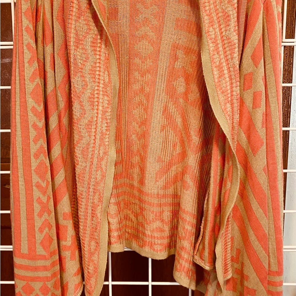 Dina Be Orange Geometric Cardigan